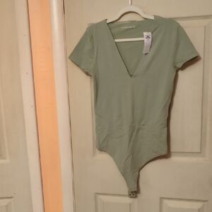 NWT Abercrombie & Fitch Large Sage Cotton blend Bodysuit